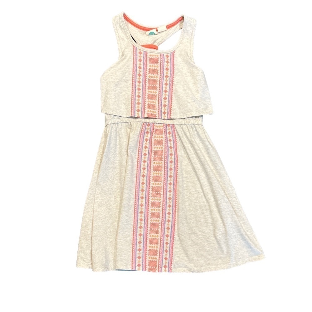 Roxy Girls Grey Cotton Embroidered Summer Dress size 8/10 Small
